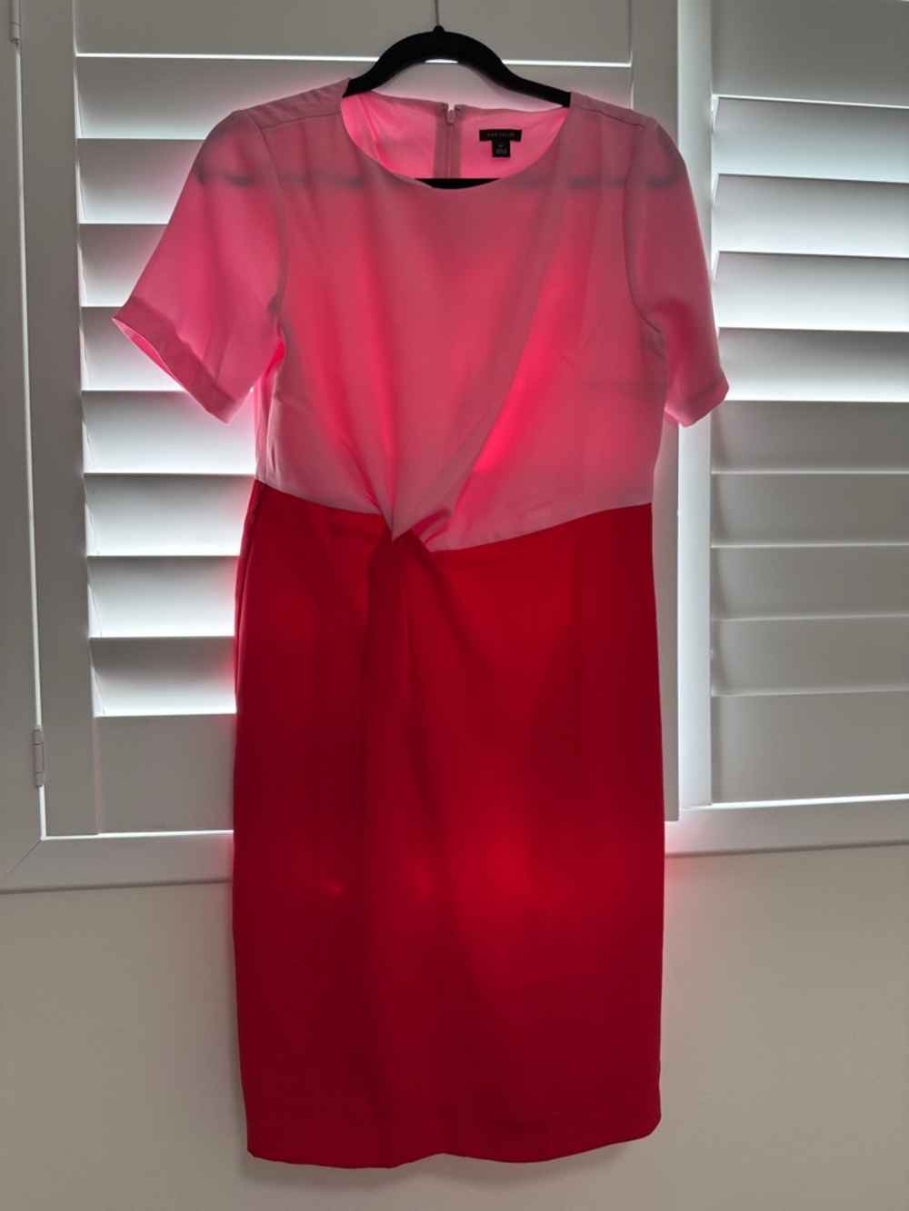 Ann Taylor colorblock twist Two-Tone Pink and Red pencil Dress